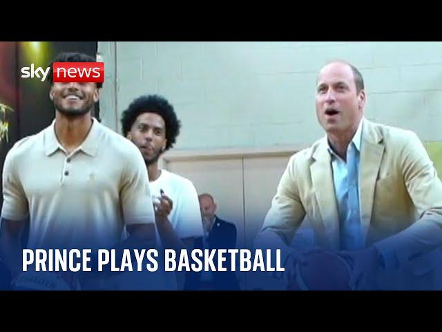 Watch Prince William shoot hoops with England football star Tyrone Mings in Sheffield