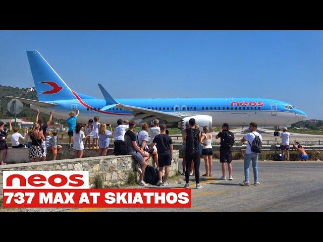 Neos Boeing 737 MAX 8 Low Landing & Takeoff Jetblast at Skiathos | Airport Beach Plane Spotting [4K]