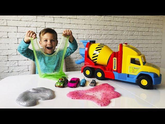 Mark made multi-colored magic slimes with cars.