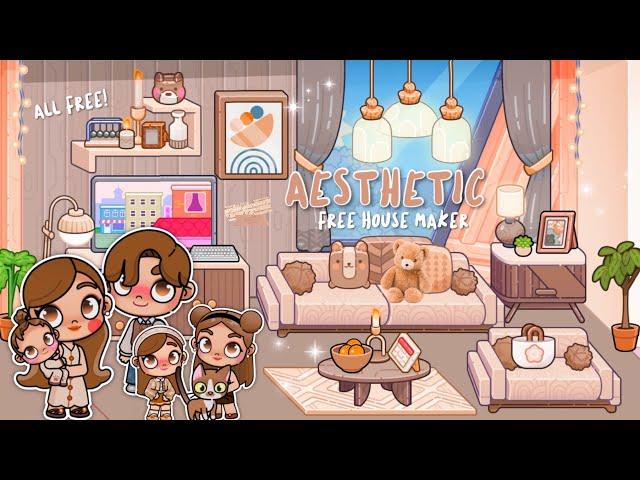 AVATAR WORLD AESTHETIC FAMILY🪴FREE HOUSE MAKER USING ALL FREE ITEMS|IN AVATAR WORLD| PAZU GAME