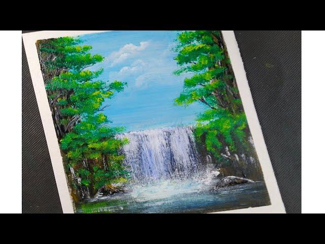 Waterfall painting/ Simple Acrylic Art/ #Shorts