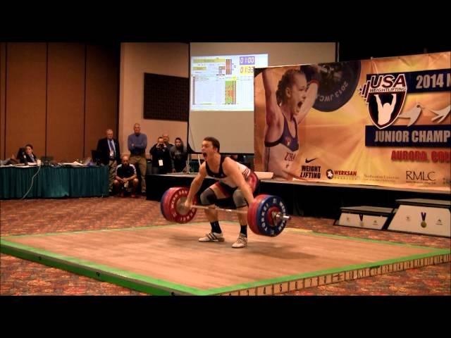 Ian Wilson 170kg snatch and 205kg Clean and Jerk at 2014 Junior Nationals