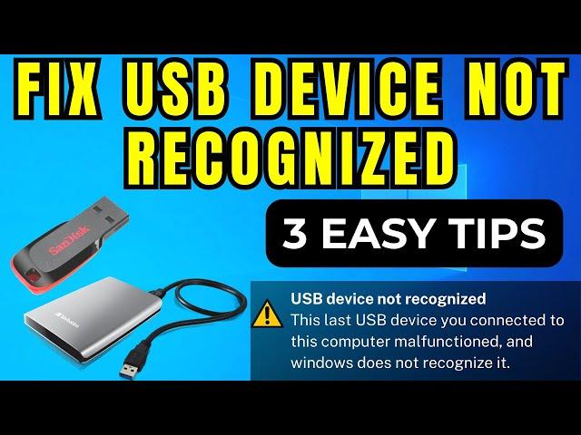 USB Device not recognized Windows 10 /11/8 /7 Fixed | Fix Unrecognized USB Flash Drive 2023