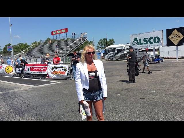 Woman Falls On The Starting Line Causing A Disqualification on A Pro Fuel Nitro Harley Bye Run