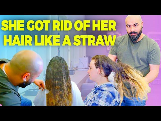 HAIR THAT MAKES A NECK HERNIA! ( Haircut For Women - Long to Short Haircut - HAIR ASMR )