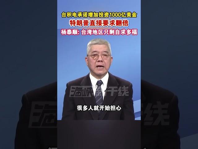 台积电承诺增加投资1000亿美金，特朗普直接要求翻倍，杨泰顺：台湾地区只剩自求多福 #海峡新干线 #台湾