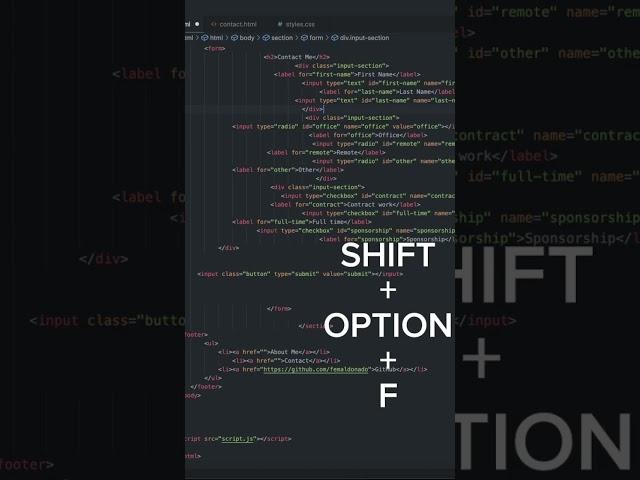 Shortcut to Format Code on Visual Studio Code on Mac