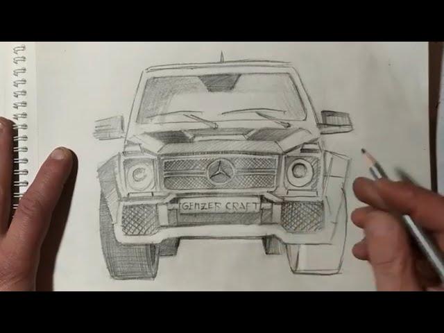 How to draw a car Mercedes Gelandewagen // Drawing Mercedes AG Wagon easy (step-by-step)