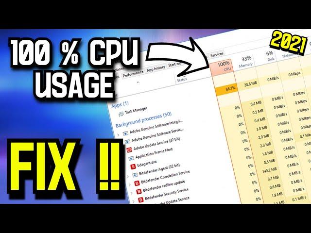 Fix 100% CPU usage in windows 10 | High CPU usage problem fix | stuck on 100% CPU usage