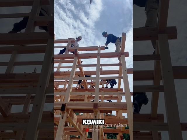 Earthquake-proof house construction from Japan made of wood without using steel nails