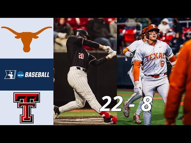 Texas Longhorns vs Texas Tech (Game 1) | 2024 College Baseball Highlights