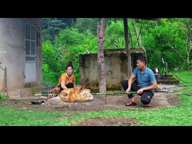 Family Gathering Cooking, Roasted Meat Lunch, Pouring the Buffalo Barn Floor | Family Farm