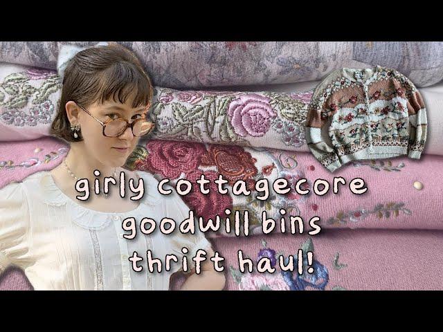 COTTAGECORE GOODWILL BINS HAUL & DEPOP ANNOUNCEMENT  grandmacore, coquette, thrift haul