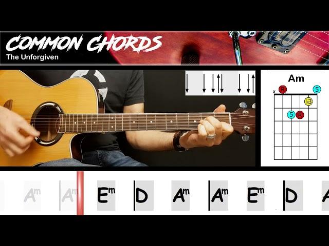 The Unforgiven - Metallica | EASY GUITAR CHORDS | Common Chords