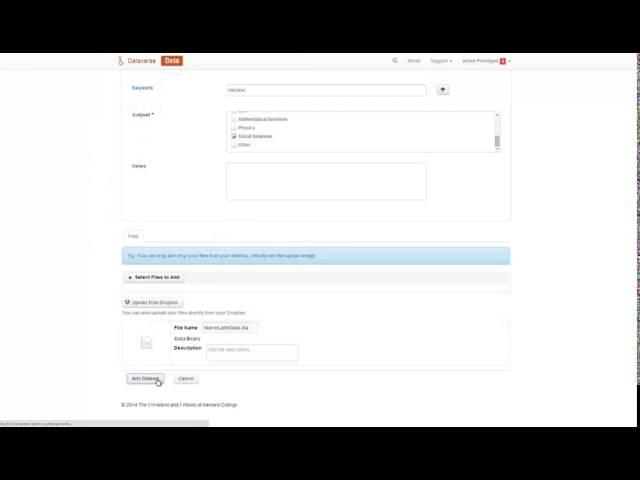 Dataverse 4.0 Beta: Creating a Dataverse & Adding a Dataset