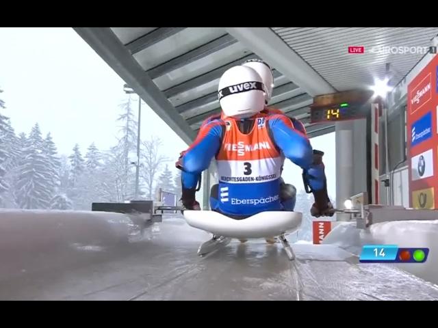 Kvicala/Kudera crash on European Championships in Koenigssee 5.1.2017