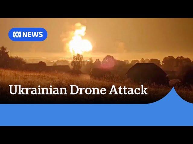 Ukrainian strike on arms depot triggers massive explosion deep inside Russia | ABC News