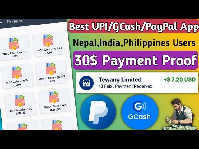 Best UPI,PayPal,GCash Earning App | 30$ Payment Proof Of today | Watch Videos & Earn Paypal Money |