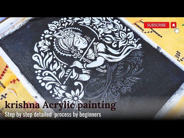 Krishna Drawing, Acrylic painting, Step by step Lord Krishna  #lordkrishna #murari #acrylic