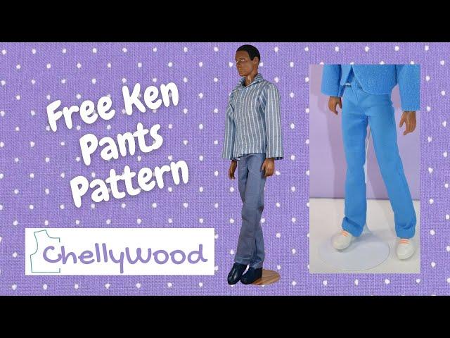 Free Doll Clothes Patterns: Easy to Sew Pants for Ken and Similar 12 inch Male Dolls