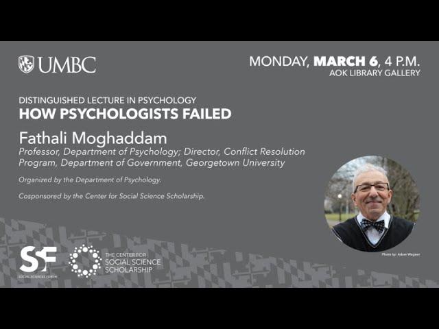 Spring 2023 Distinguished Lecture in Psychology with Dr. Fathali Moghaddam
