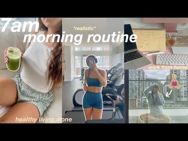 7 AM productive morning routine  (living alone & working from home) productive, mindful + healthy