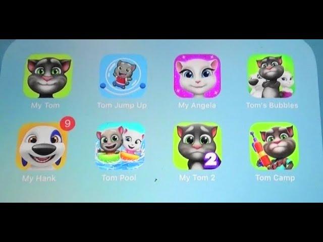 My Talking Tom Vs Tom Jump Up Vs My Angela Vs Tom Bubbles Vs My Hank Vs Pool Vs My Tom 2 Vs Tom Camp