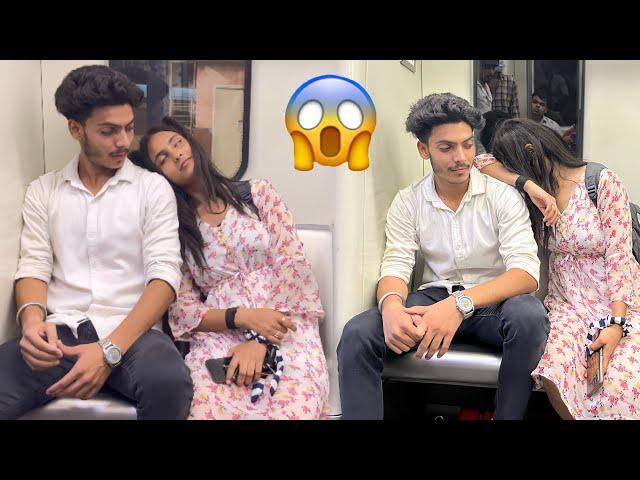 SLEEPING ON STRANGERS IN THE METRO PRANK  ||EPIC REACTION || RITIKA PRANK