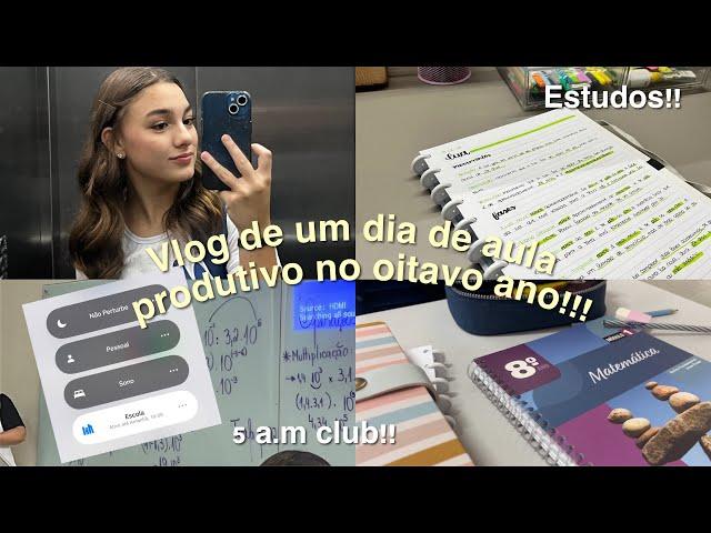 VLOG DE UM DIA DE ESCOLA PRODUTIVO COMIGO!! // 5 a.m club, grwm, studies.. #vlog