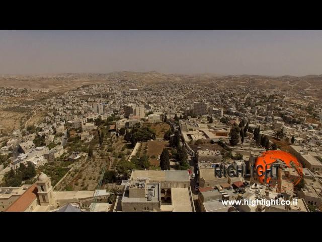 DB4K 021 - Stock footage store: High altitude 4K aerial view of the Church of Nativity and Bethlehem