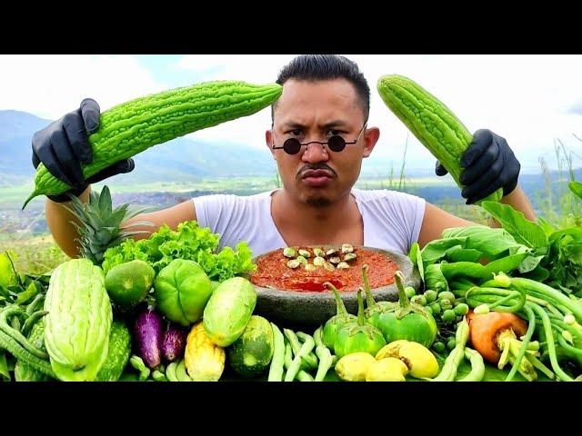 Mukbang 20 kinds of raw vegetables - Sambal Terasi