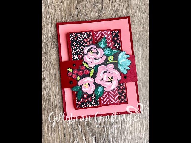 Accordion Fancy Fold card featuring Stampin' Up!'s Flower & Field Saleabration DSP