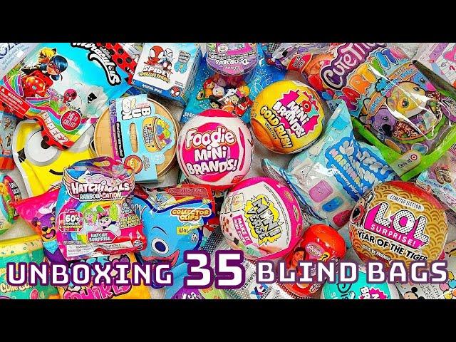 UNBOXING 35 BLIND BAGS! MINI BRANDS! DOORABLES! REAL LITTLES! LOL SURPRISE! DISNEY!!