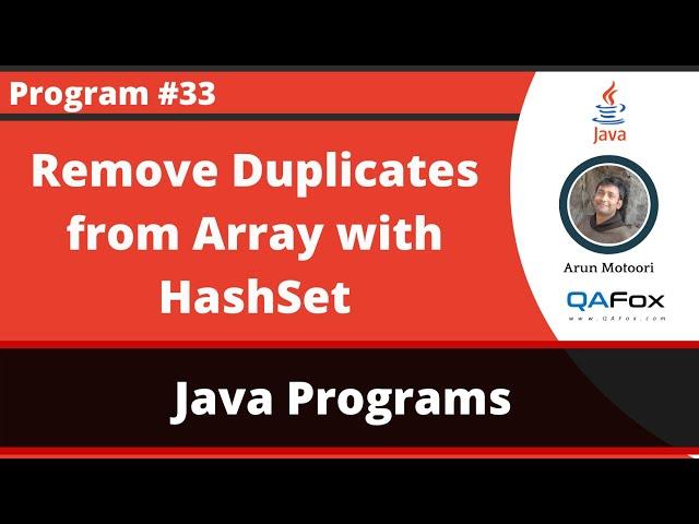 Java program to remove the duplicates from the Array with the help of HashSet