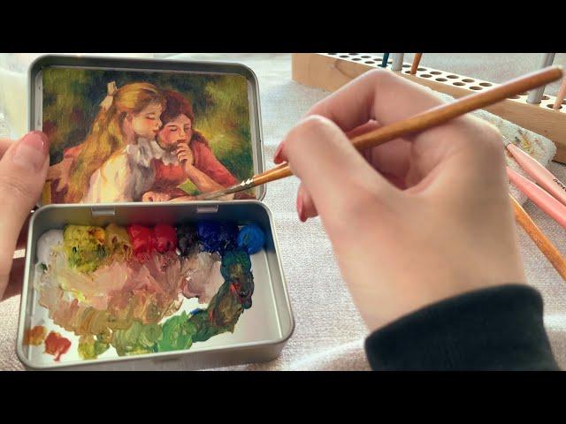 10가지색으로 명화작품 그려보기 ( 르누아르/ Auguste Renoir ) 포켓유화/oil Painting / 책읽는 소녀