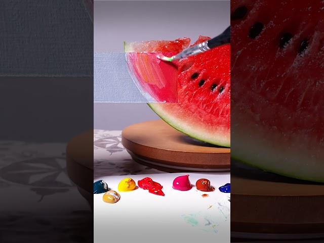 How to Paint Watermelon Illusion Art #shorts #art #painting #watermelon  #colors