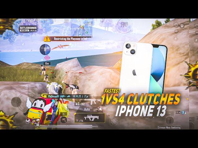 Fastest 1vs4 Clutches | 1v4 Clutches | IPhone 13 BGMi Gameplay