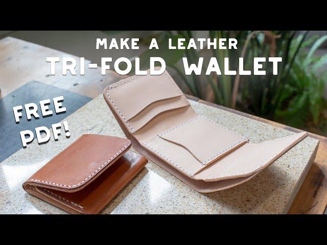 Make a Leather Tri-Fold Wallet - FREE PDF PATTERN SET - Build Along Tutorial