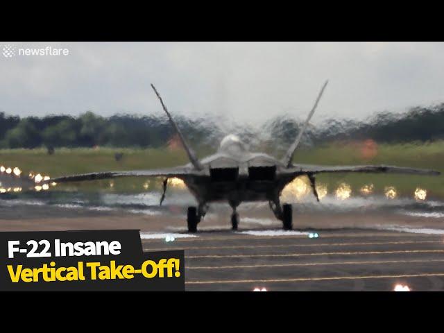 F-22 Raptor fighter jet pilot performs insane vertical take-off