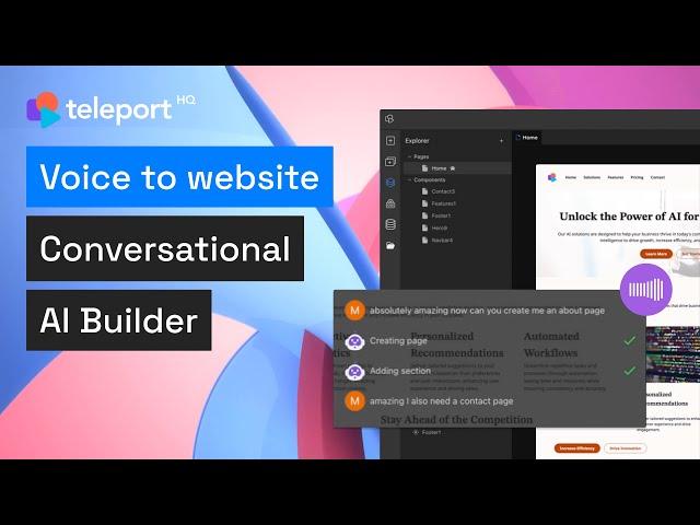 Voice to Website by TeleportHQ | Conversational AI for building and editing websites