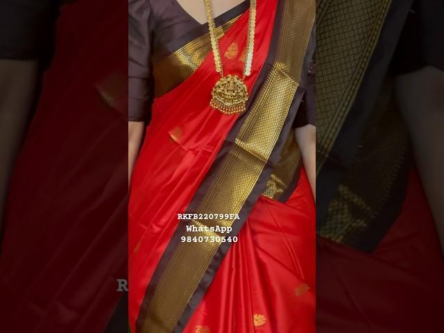 Rs.799 free ship offer. Kanchi soft silk sarees at best price in market. Red with brown combination