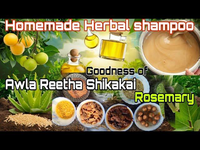 Homemade Awla-Reetha-Shikakai Herbal Shampoo with the goodness of Rosemary || SLS & Paraben free