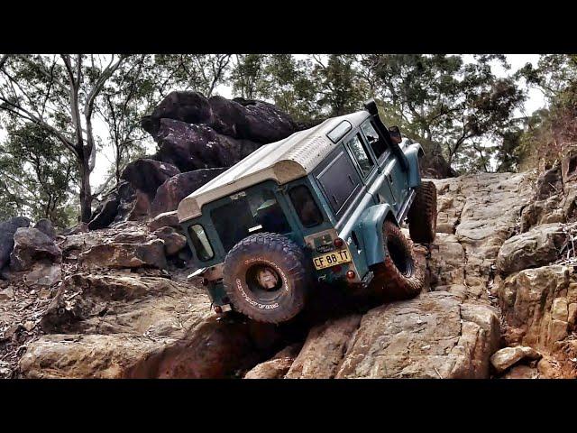 4x4 Land Rover Defender 110 Crawling Through Menai Including 80 Series Hill