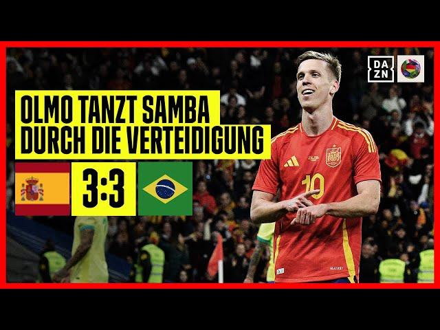 Olmo lässt sie alle stehen, Youngster Endrick trifft: Spanien - Brasilien 3:3 | Testspiel | DAZN