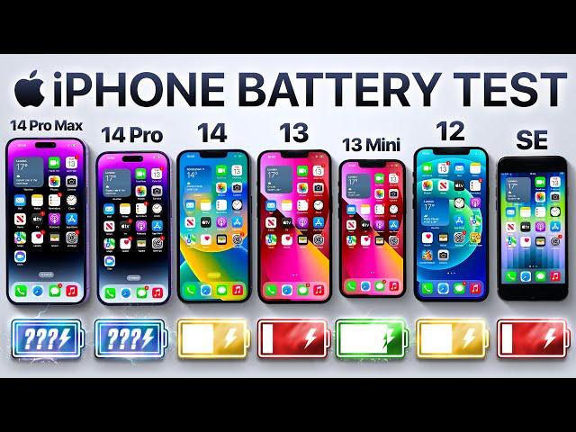 iPhone 14 Pro Max vs 14 Pro / 14 / 13 / 13 mini / 12 / SE Battery Test!