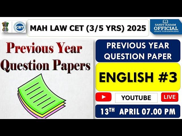 MAH LAW CET (3/5 Yrs) 2025 - English | previous year question paper | Part 3 #english #pyq