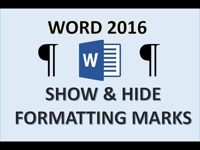 Word 2016 - Formatting Marks - How to Show Hide Remove Paragraph Symbol - Citation Mark Symbols MS