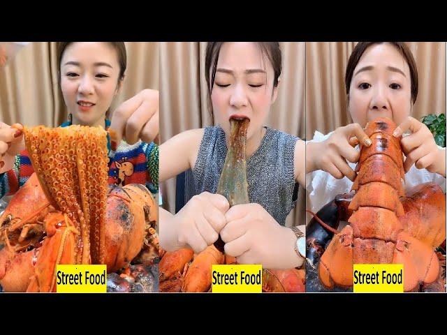 Chinese people eating - Street food - "Super Spicy Octopus, Lobster, Snail" #13