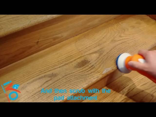 How to clean timber floors & stairs, with this stair scrubber