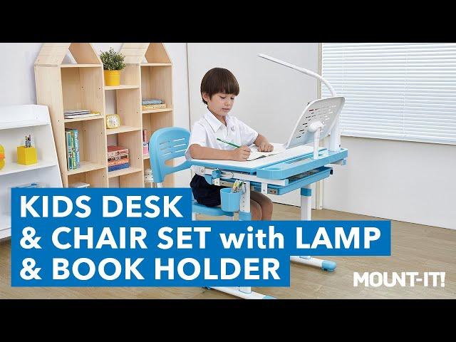 Kid's Desk and Chair Set with Lamp and Book Holder (Features)